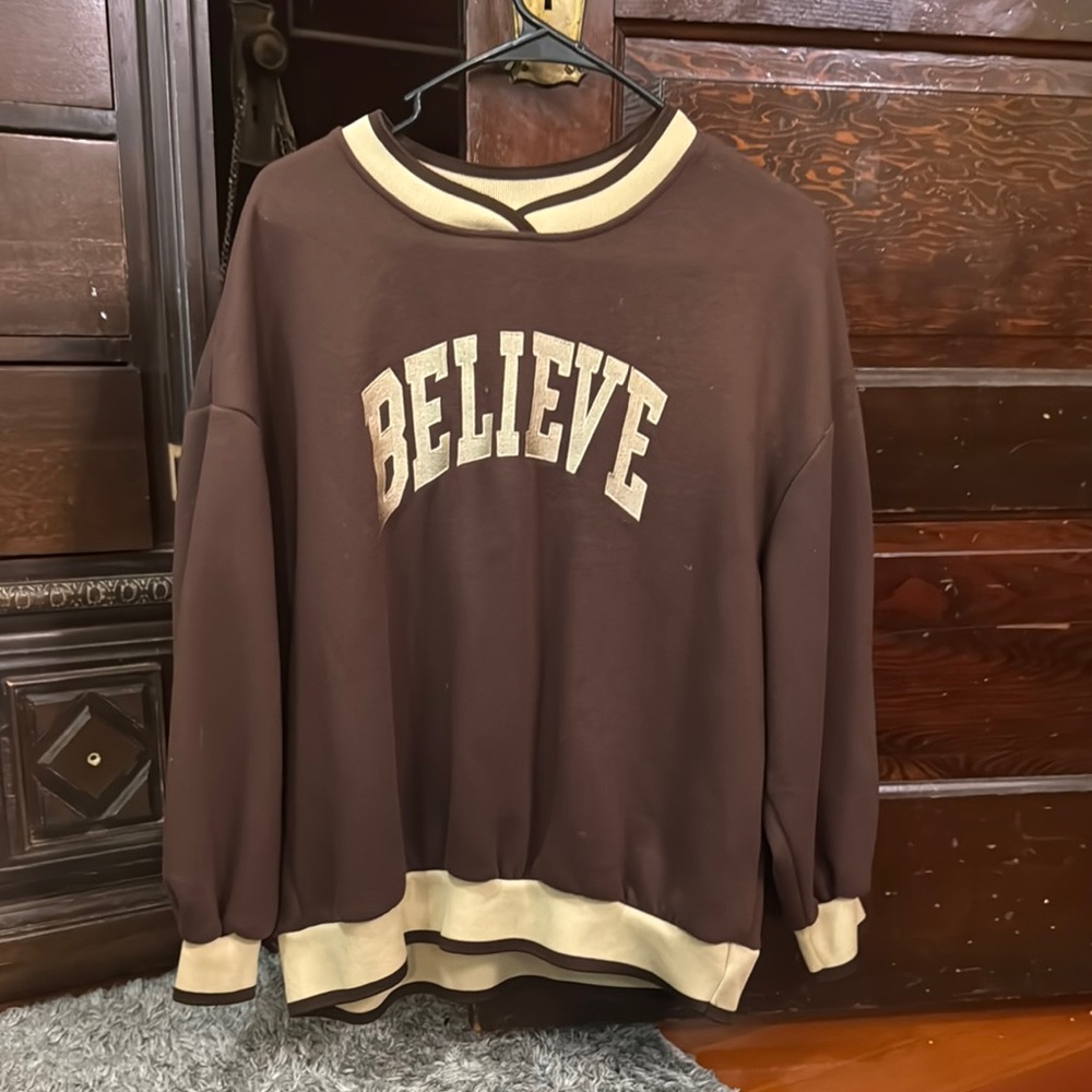 Brown and Cream 'Believe' Sweatshirt